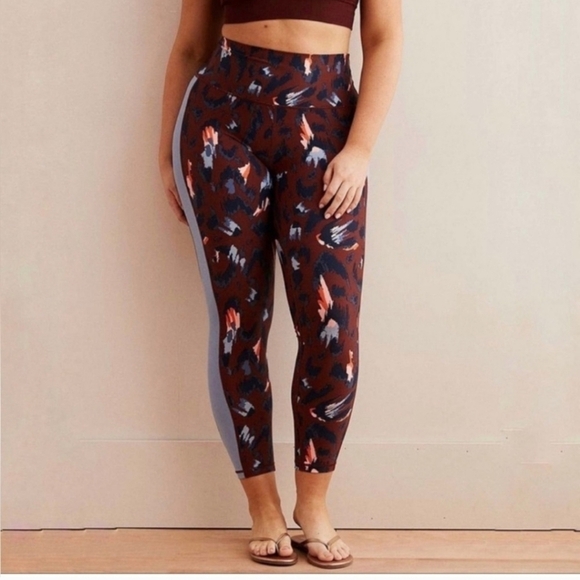 Aerie High Waisted Track Aztec Cheetah Activewear| Size: Large - Picture 1 of 9